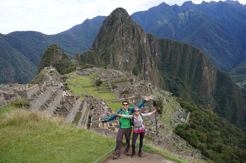 Inca Trail in Peru - arrival at Machu Picchu