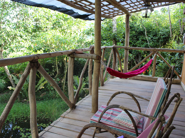 Kuelap hotels - relaxing in a hammock at Kentitambo