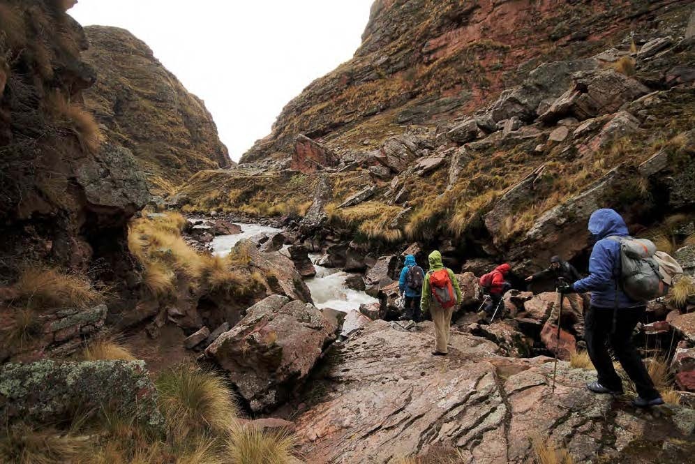 Traversing the valley on the Rainbow Mountain Peru trek