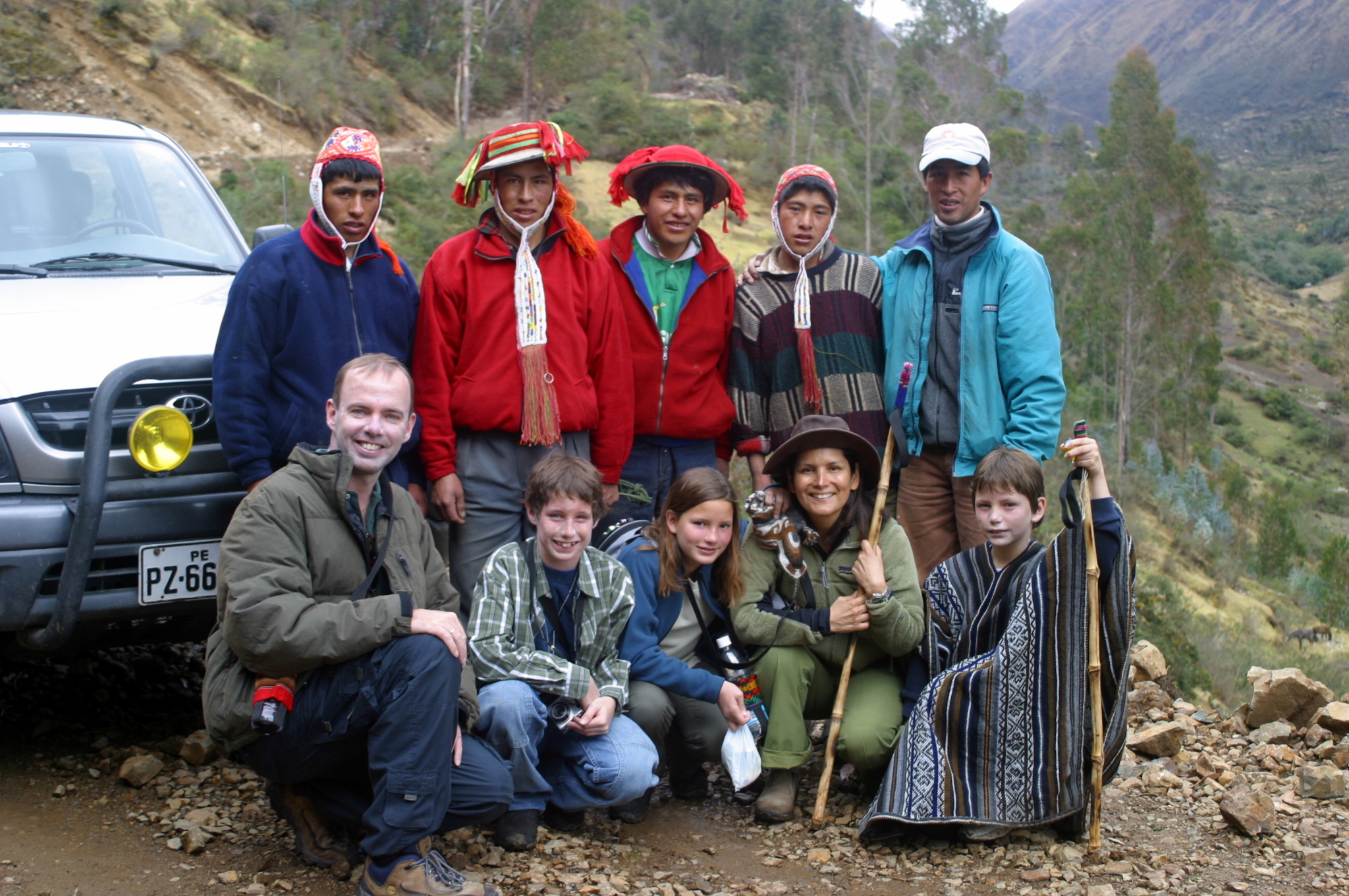 family on trek sacred valley aracari